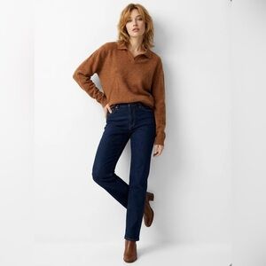 Mutual Weave Cotton Wool Blend Collared Brown Pullover Sweater